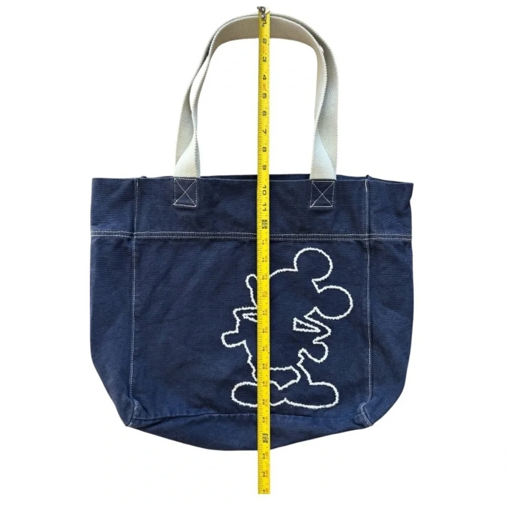 Disneyland Resort Blue Canvas Tote Bag with Embroidered Mickey Mouse Silhouette
